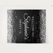 Silberner Glitzer und Schwarz Willkommen in Sweet  Wandteppich (Vorderseite (Horizontal))