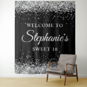 Silberner Glitzer und Schwarz Willkommen in Sweet  Wandteppich (Beispiel)