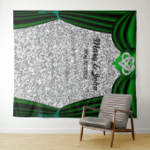 Silberner Glitzer Unendlichkeit Herzlicher Grüner Wandteppich (Beispiel (Horizontal))