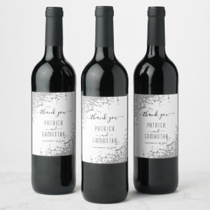 Silberner Glitzer Wein & Sparkling Weinkeller Weinetikett