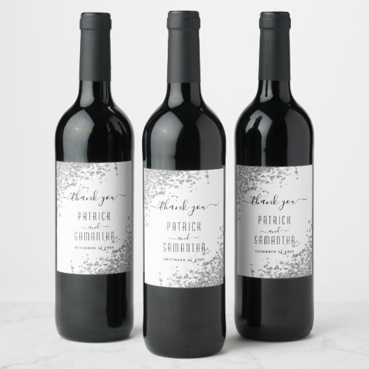 Silberner Glitzer Wein & Sparkling Weinkeller Weinetikett (Flaschen)