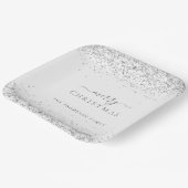 Silberner Glitzer Weißname Frohe Weihnachten Pappteller (Gewinkelt)