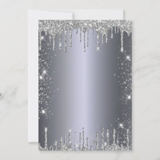 Silberner Glitzer zum 21. Einladung (Rückseite)