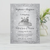 Silberner Glitzer zum 25. Hochzeitstag Elegant in Einladung (Stehend Vorderseite)