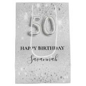 Silberner Glitzer zum 50. Mittlere Geschenktüte (Rückseite)