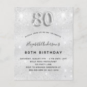 Silberner Glitzer zum 80. Geburtstag Einladung Flyer (Vorne)