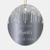 Silberner Glitzer zum Geburtstag glänzt von Freund Keramik Ornament (Links)