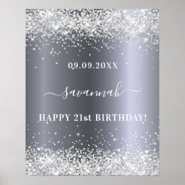 Silberner Glitzer zum Geburtstag Party Begrüßung Poster