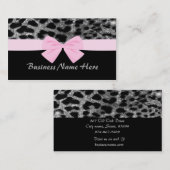 Silberner GlitzerCheetah mit Bogen-Geschäfts-Karte Visitenkarte (Vorne/Hinten)