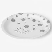 Silberner Glitzerconfetti-Hochzeits-Papier-Teller Pappteller (Schrägansicht)