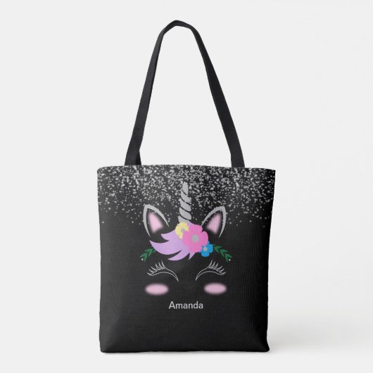 Silberner GlitzerUnicorn Tasche (Rückseite)