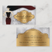 Silberner Golddamast-Haar-Stylist-Salon Visitenkarte (Vorne/Hinten)