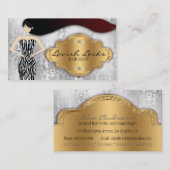 Silberner Goldzebra-Damast-Haar-Stylist-Salon Visitenkarte (Vorne/Hinten)