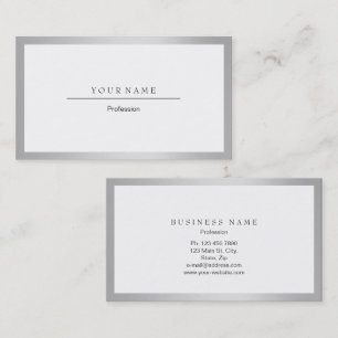 Silberner graues Weiß-Rahmen-minimaler Visitenkarte