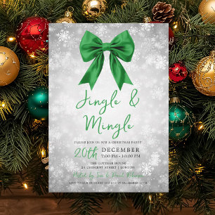 Silberner grüner Jingle Mingle Weihnachtsfeier-Bog Einladung