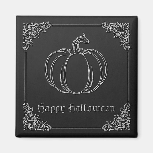 Silberner Halloween-Kürbis Magnet (Vorne)
