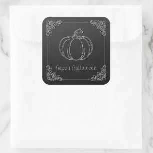 Silberner Halloween-Kürbis Quadratischer Aufkleber