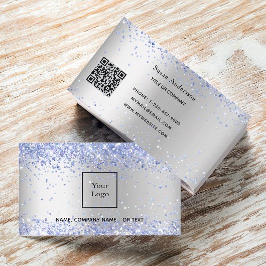 Silberner hellblauer QR-Code Visitenkarte