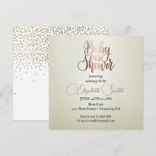 Silberner Hintergrund, Konfetti, Babyparty Einladung