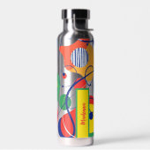 Silberner Hintergrund Primärfarbe Abstrakte Formen Trinkflasche (Links)