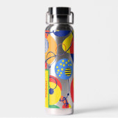Silberner Hintergrund Primärfarbe Abstrakte Formen Trinkflasche (Rückseite)