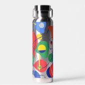 Silberner Hintergrund Primärfarbe Abstrakte Formen Trinkflasche (Vorne)