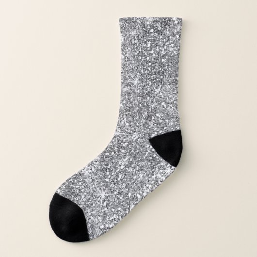 Silberner Imitat-Glitzer Socken (Links - Außen)