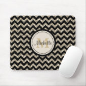 Silberner Imitat-Glitzer-Zickzack Monogramm Mousepad (Mit Mouse)