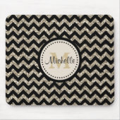 Silberner Imitat-Glitzer-Zickzack Monogramm Mousepad (Vorne)
