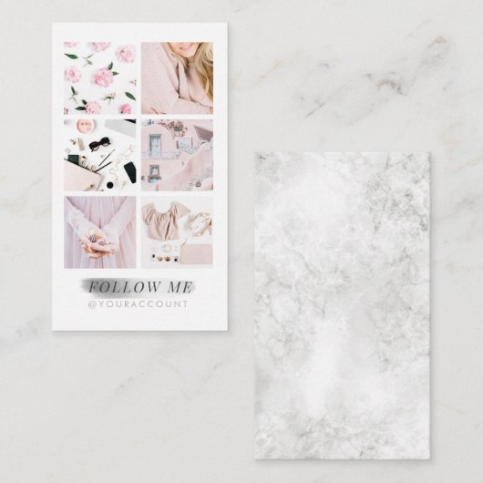 Silberner Instagram füttern Visitenkarte (Vorne/Hinten)