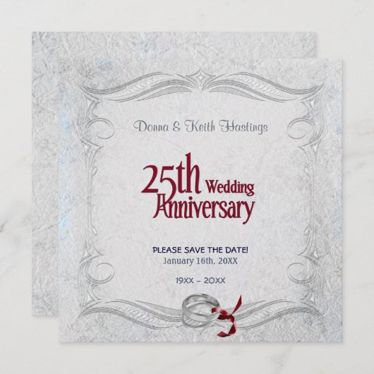 Silberner Jahrestag Save The Date (Vorne/Hinten)