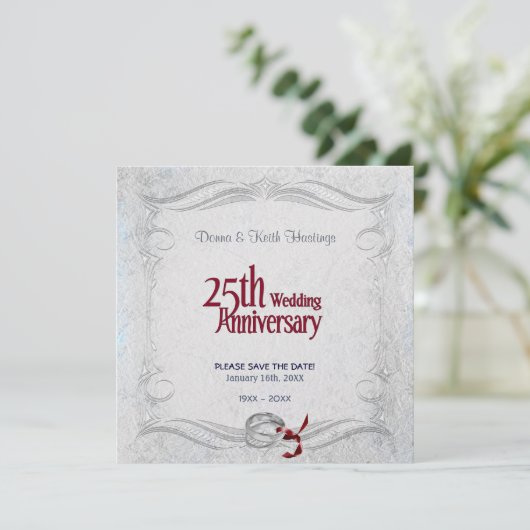 Silberner Jahrestag Save The Date (Stehend Vorderseite)