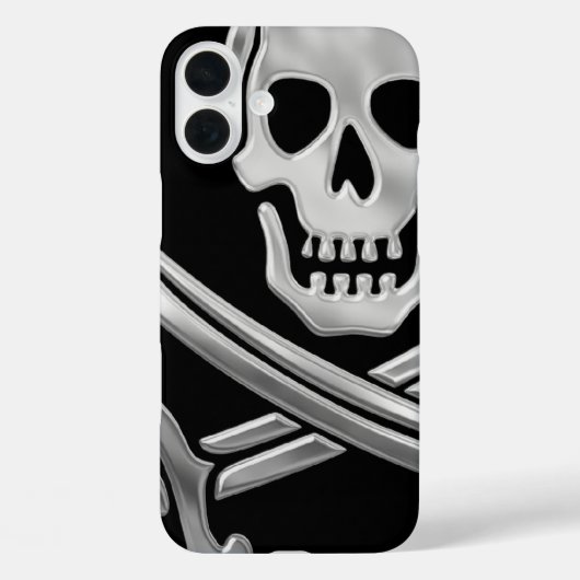 Silberner Jolly Roger Case-Mate iPhone Hülle (Rückseite)
