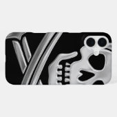 Silberner Jolly Roger iPhone Hülle (Rückseite (Horizontal))