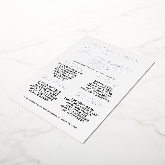 Silberner Junggeselinnen-Abschied Scavenger Jagdsp Folieneinladung (Gedreht)