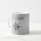 Silberner Kapitän mit Kompassrose Kaffeetasse (Vorderseite Links)