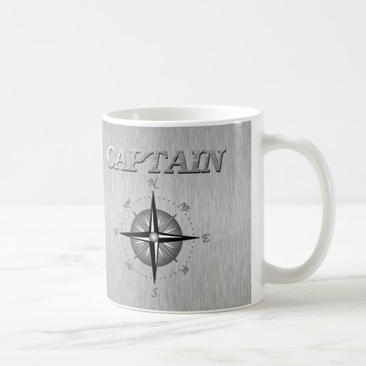 Silberner Kapitän mit Kompassrose Kaffeetasse (Rechts)