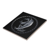 Silberner keltischer Drache Fliese (Seite)