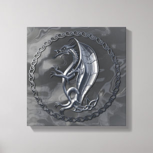 Silberner keltischer Drache Leinwanddruck