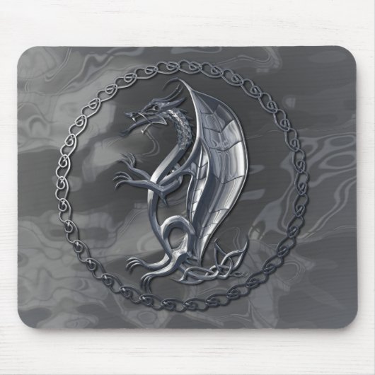 Silberner keltischer Drache Mousepad (Vorne)