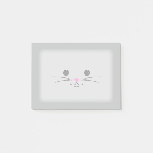 Silberner Kitty-Katzen-Tier-Gesichts-Entwurf Post-it Klebezettel (Vorderseite)