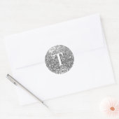 Silberner klumpiger Glitter-Monogramm Runder Aufkleber (Umschlag)