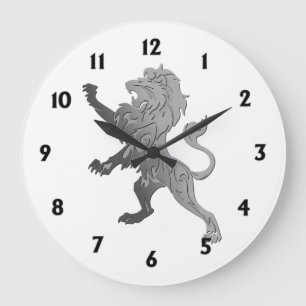 Silberner Königslöwe Große Wanduhr