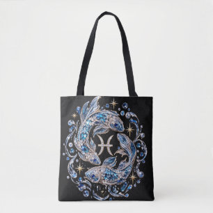 Silberner Kristall Fische Sternzeichen Tasche