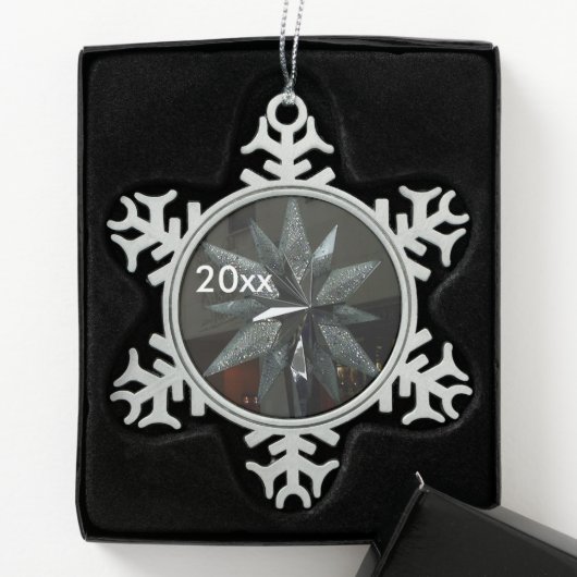 Silberner Kristallstern-Schneeflocken-Schmuck Schneeflocken Zinn-Ornament (Box)