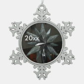 Silberner Kristallstern-Schneeflocken-Schmuck Schneeflocken Zinn-Ornament (Vorderseite)