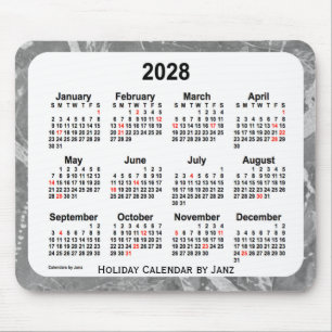 Silberner Kunst-Kalender des Feiertags-2028 durch Mousepad