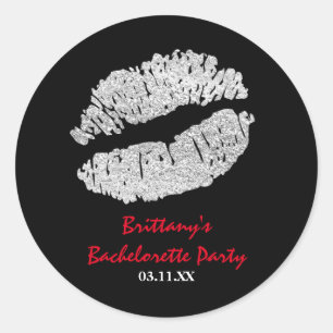 Silberner Kunststoff-Glanz-Lippen-Kuss-Partygesche Runder Aufkleber