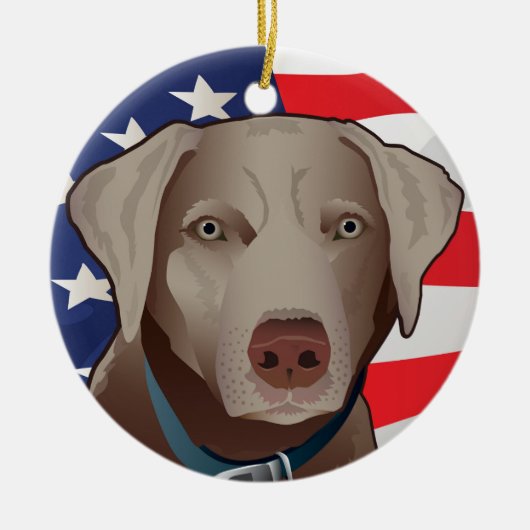 Silberner Labrador-Retriever von Amerika Keramikornament (Vorne)