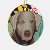 Silberner Labrador-Retriever von Maryland Keramikornament (Links)